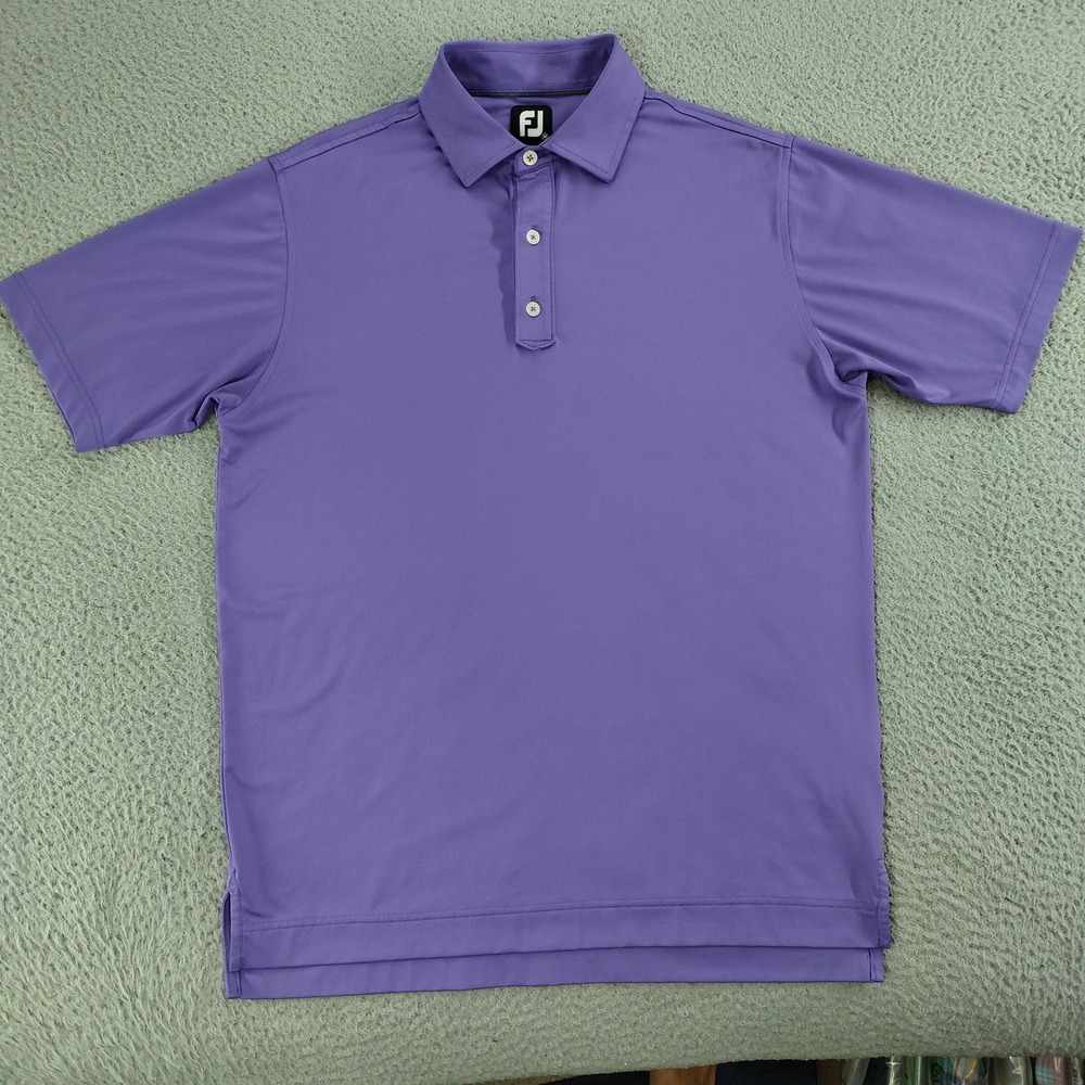 FootJoy Golf Polo Shirt Mens Medium Purple Solid Performance Stretch Athletic